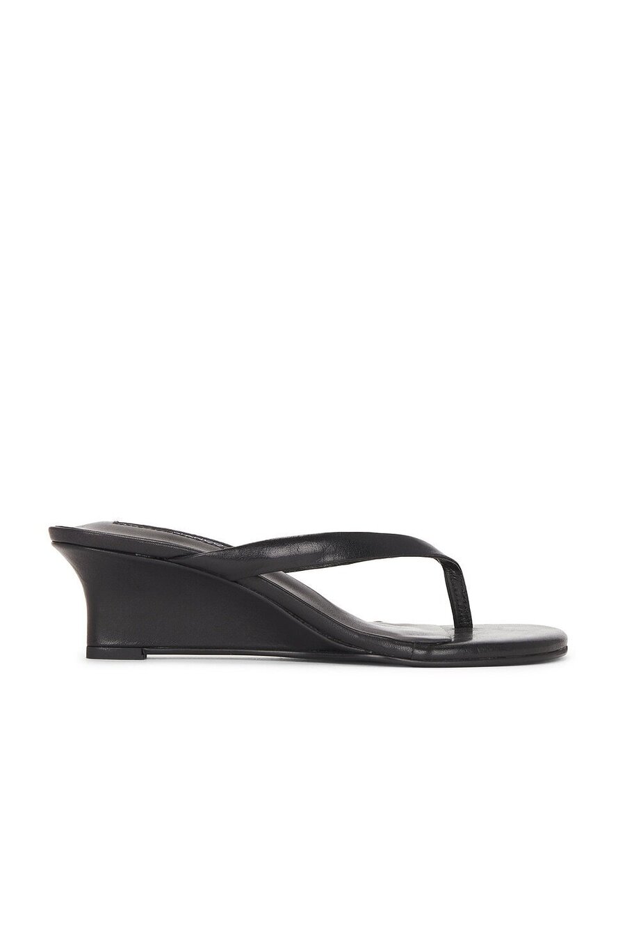 Tony Bianco Edgy Sandal in Black Vintage leather low wedge heel square toe
